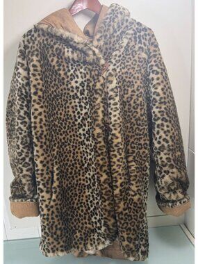 J. Percy Marvin Richards Coat Hooded M Reversible 100% Leather Faux Fur Toggle